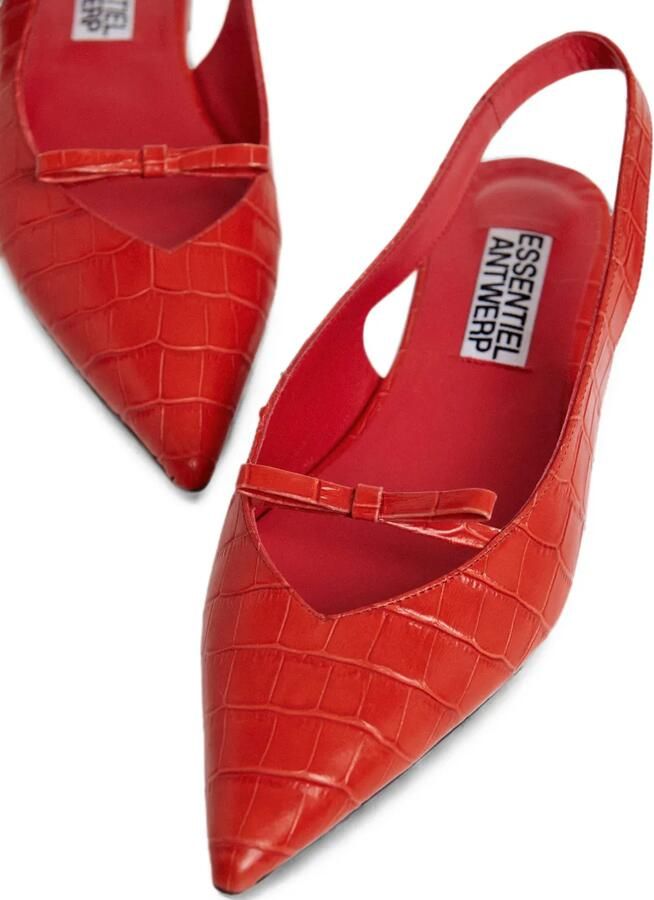 Essentiel Antwerp Klat2 platte slingback pumps met krokodillen-reliëf Rood - Foto 3