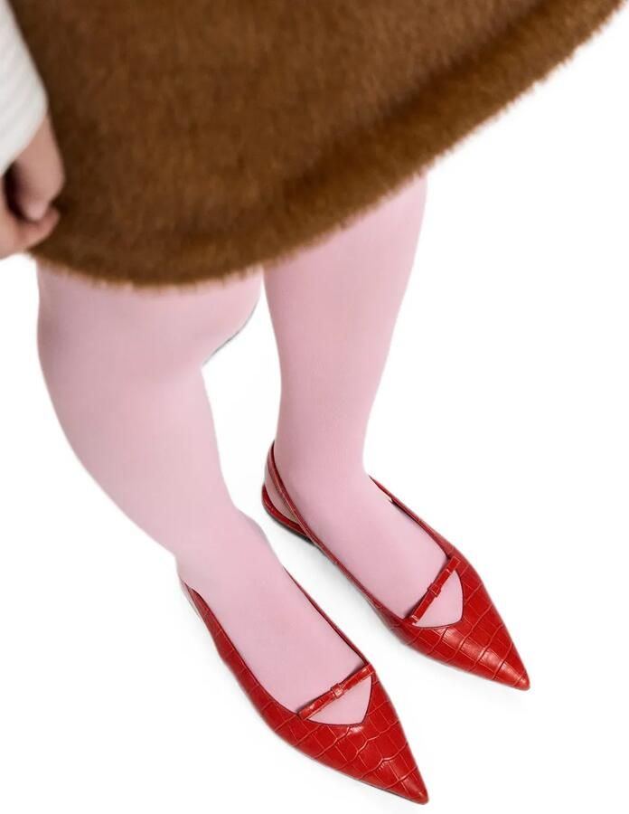 Essentiel Antwerp Klat2 platte slingback pumps met krokodillen-reliëf Rood - Foto 2
