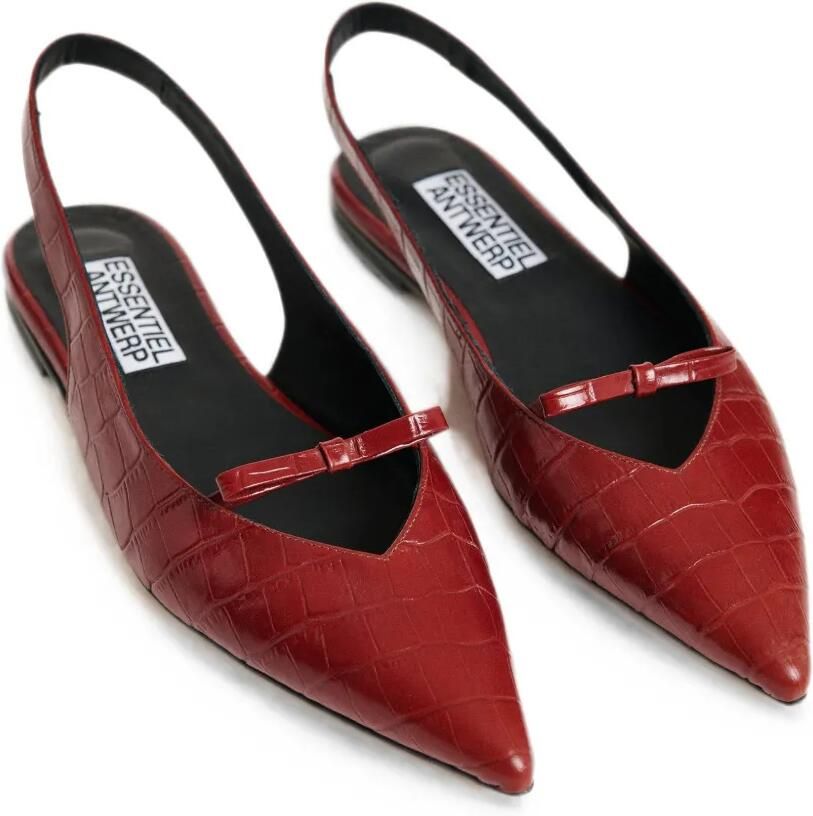 Essentiel Antwerp Klat4 slingback ballerina's met krokodillen-reliëf Rood - Foto 2