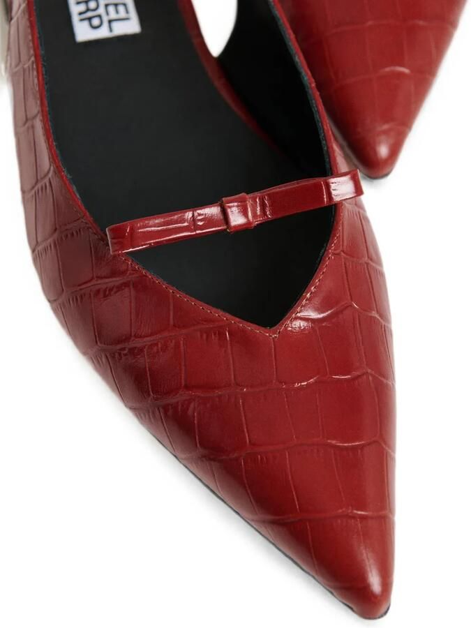 Essentiel Antwerp Klat4 slingback ballerina's met krokodillen-reliëf Rood - Foto 4