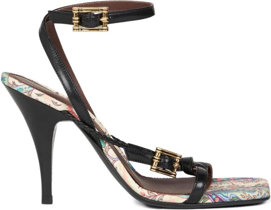 ETRO 90 mm leren sandalen met hoge hak Beige