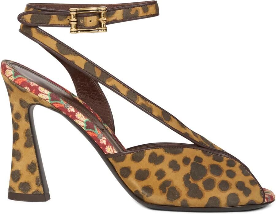 ETRO 90mm sandalen met dierenprint en hak Bruin