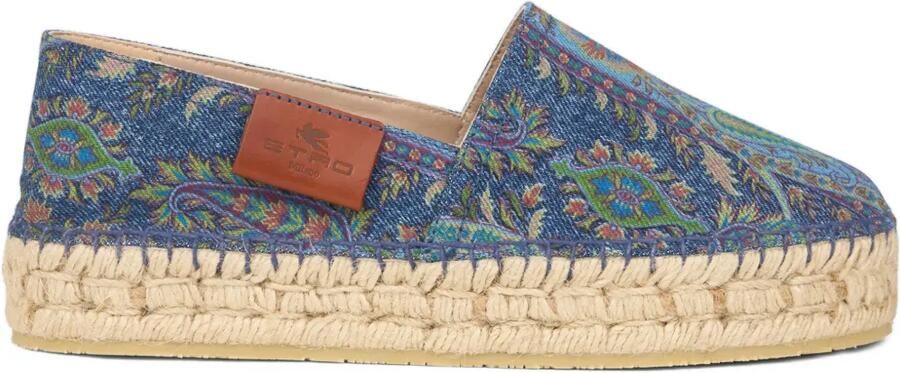 ETRO Denim espadrilles met jacquard Blauw