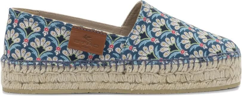 ETRO Espadrilles met plateauzool en bloemenprint Blauw
