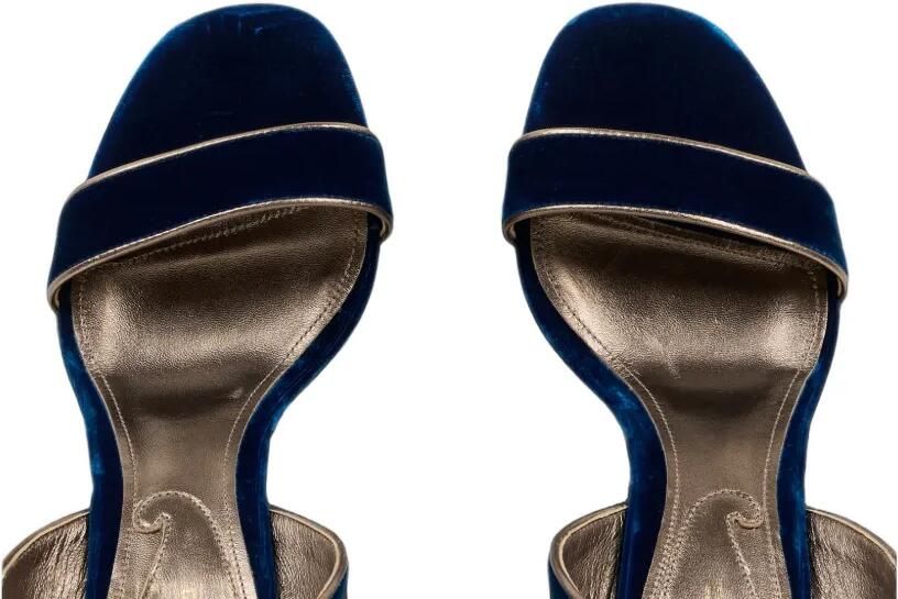 ETRO Fluwelen sandalen met hoge hak en dierengesp Blauw - Foto 4