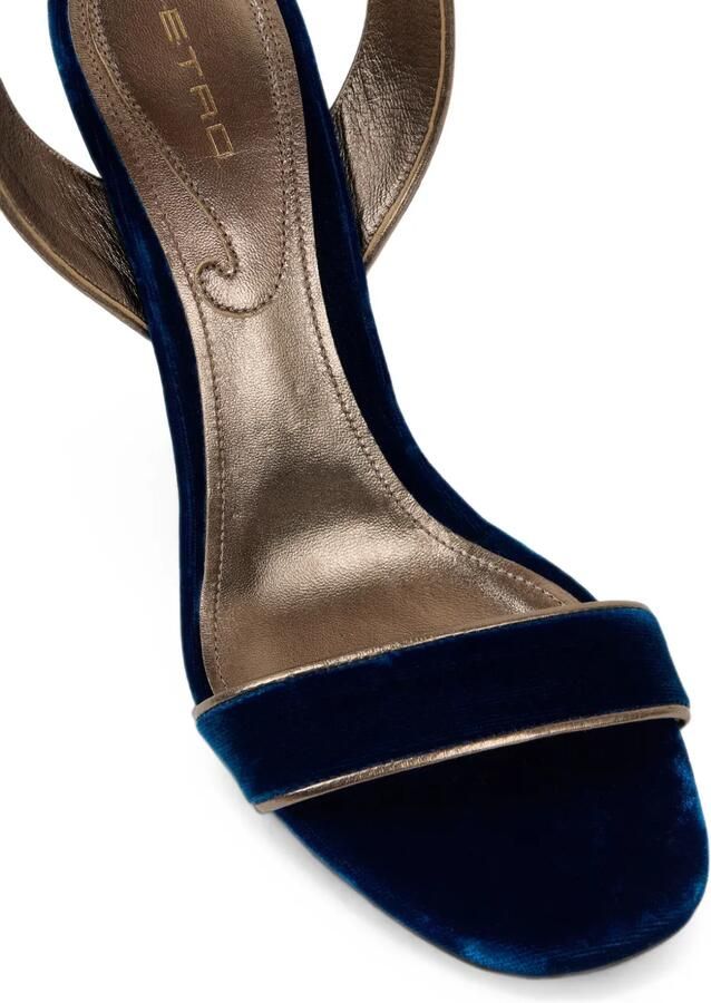 ETRO Fluwelen sandalen met hoge hak en dierengesp Blauw - Foto 3