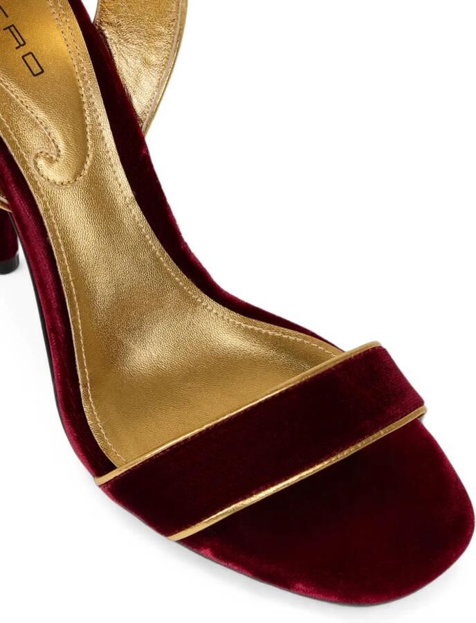 ETRO Fluwelen sandalen met hoge hak en dierengesp Rood - Foto 3