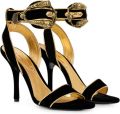 ETRO Fluwelen sandalen met hoge hak en dierengesp Zwart - Zwart