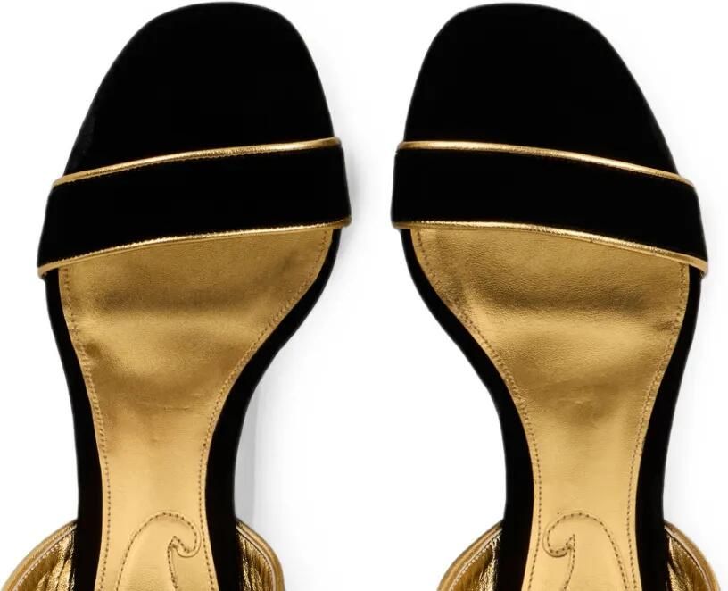 ETRO Fluwelen sandalen met hoge hak en dierengesp Zwart - Foto 3