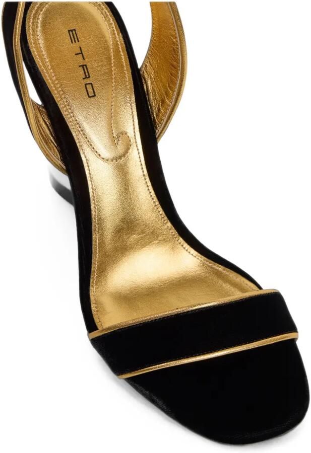 ETRO Fluwelen sandalen met hoge hak en dierengesp Zwart - Foto 2