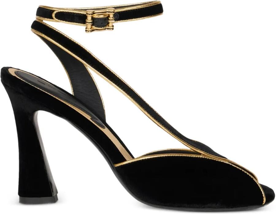 ETRO Fluwelen sandalen met hoge hak en metallic afwerking Zwart
