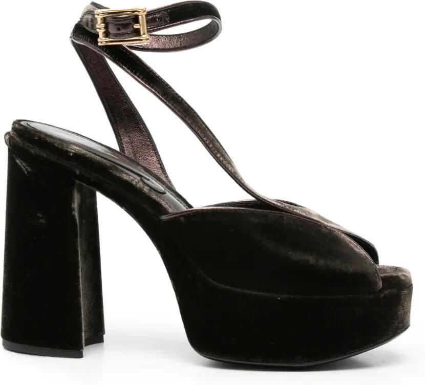 ETRO Fluwelen sandalen met plateauzool Bruin