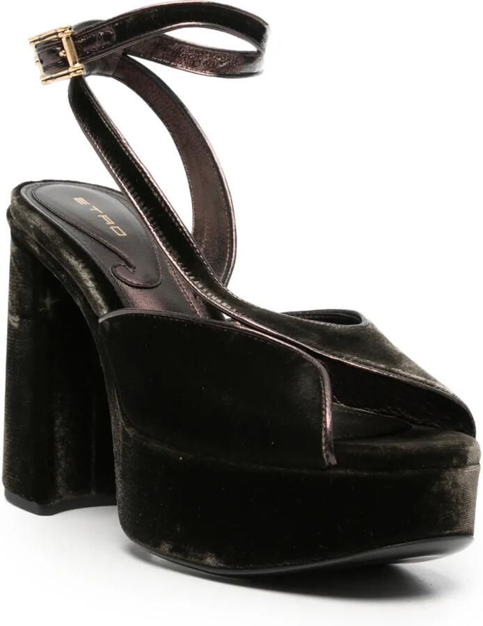 ETRO Fluwelen sandalen met plateauzool Bruin - Foto 3