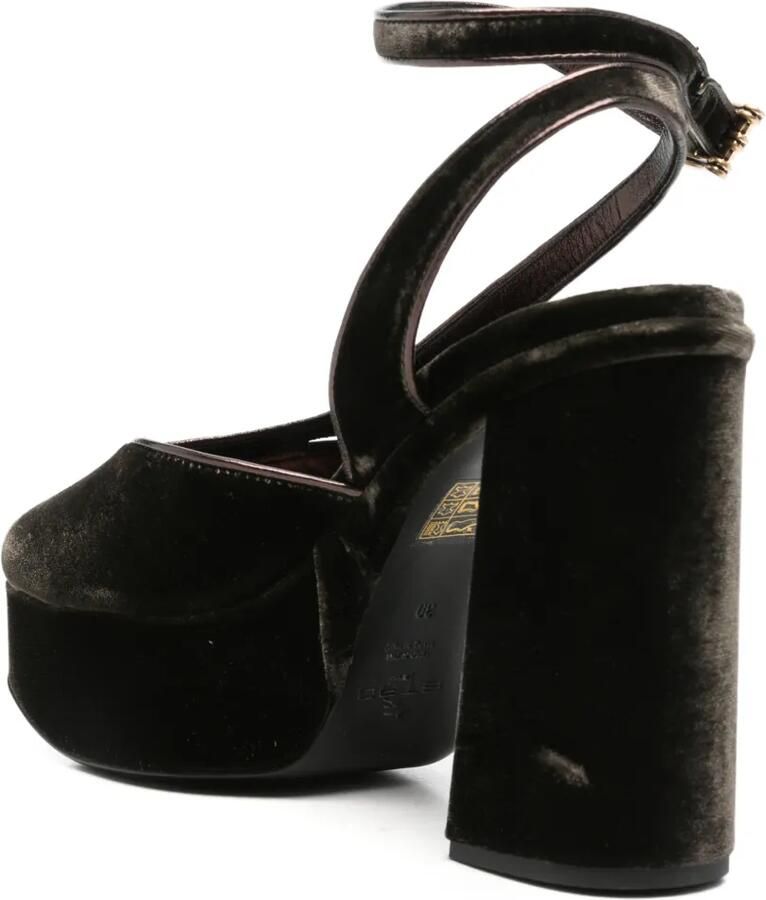 ETRO Fluwelen sandalen met plateauzool Bruin - Foto 2