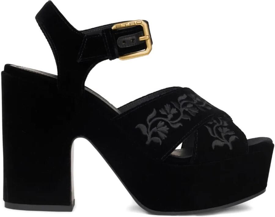 ETRO Fluwelen sandalen met plateauzool Zwart