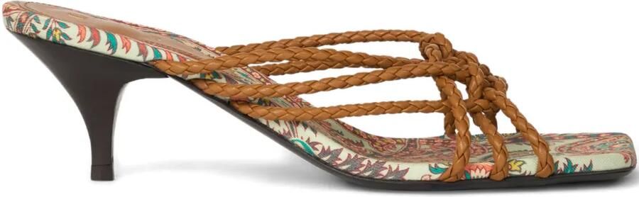 ETRO Geweven leren sandalen met kitten-hak Bruin