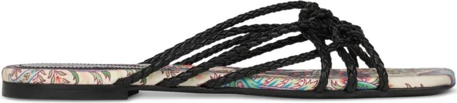 ETRO Geweven leren sandalen met paisley-print Zwart