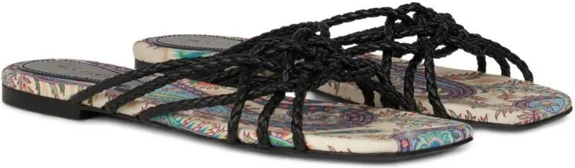 ETRO Geweven leren sandalen met paisley-print Zwart - Foto 4