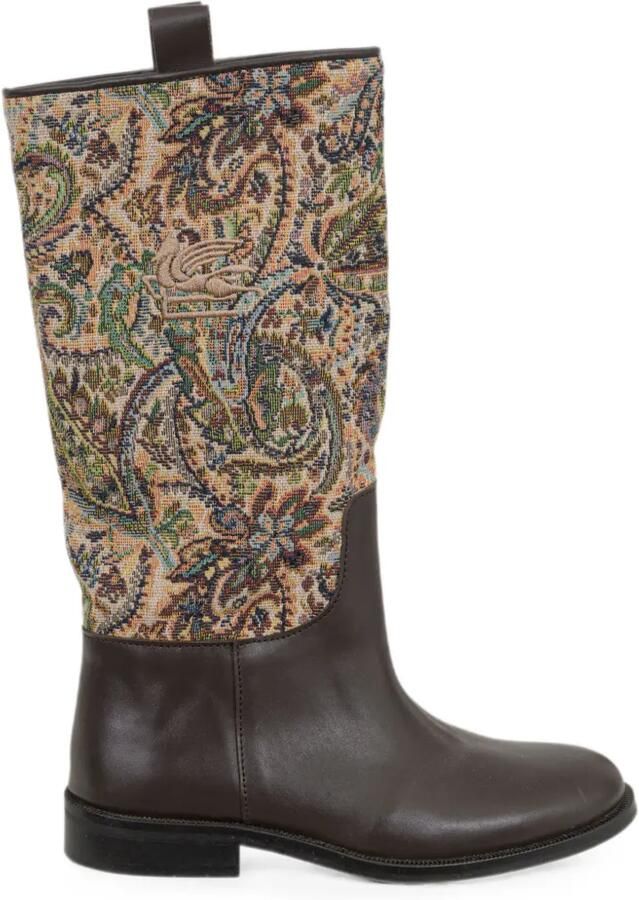 ETRO KIDS Laarzen met paisley-jacquard Bruin