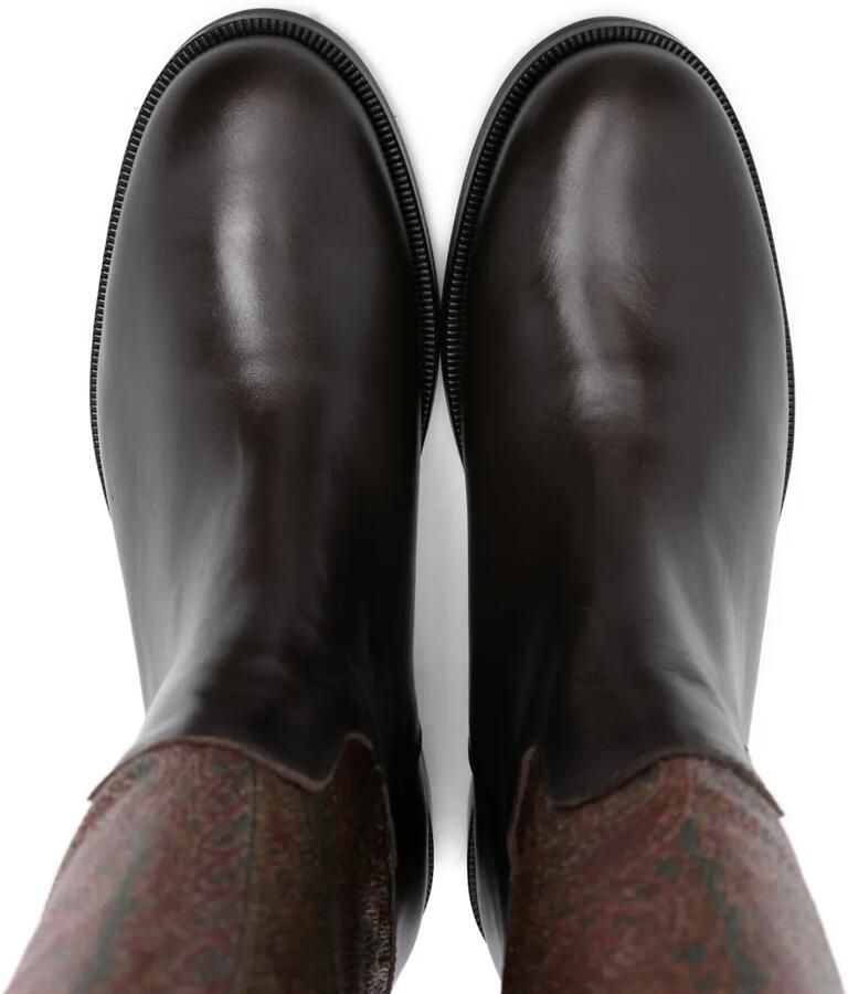 ETRO KIDS Leren laarzen met paisley-vlak Bruin