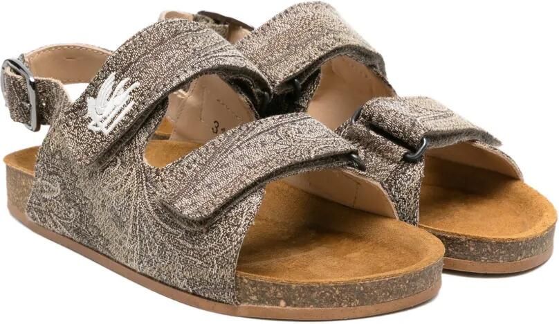 ETRO KIDS Sandalen met paisley-print en applicatie Bruin