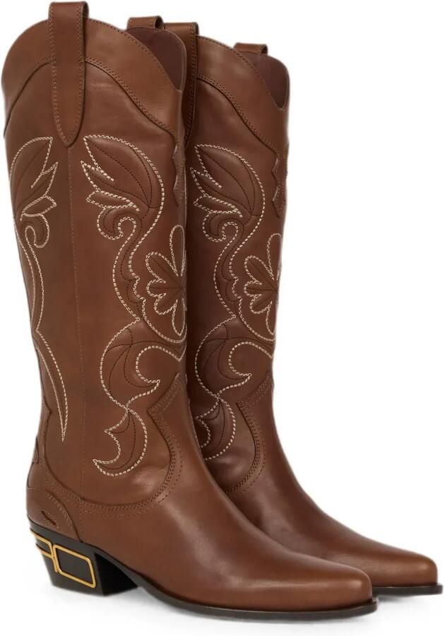 ETRO Leren laarzen in Texaanse stijl Bruin