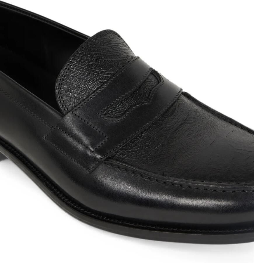 ETRO Leren loafers met Paisley-detail Zwart - Foto 2