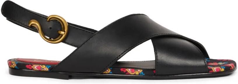 ETRO Leren sandalen met gekruiste bandjes Zwart