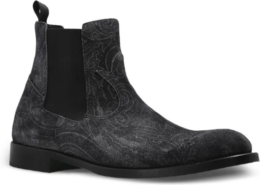 ETRO paisley-print suede Chelsea boots Grijs