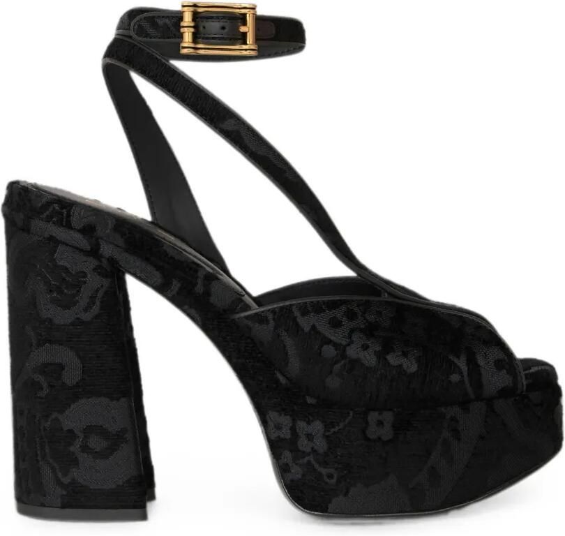 ETRO Sandalen met plateauzool en paisley-patroon met jacquard Zwart