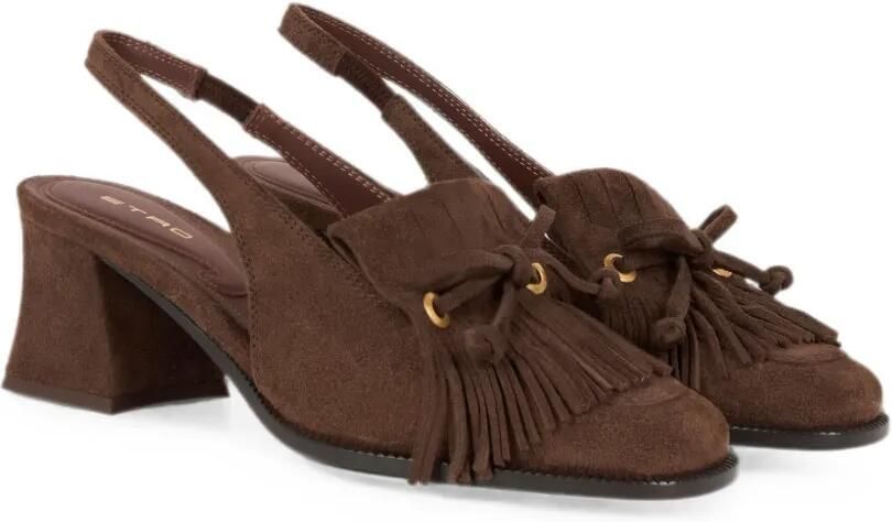 ETRO Slingback suède loafers met franje Bruin - Foto 2