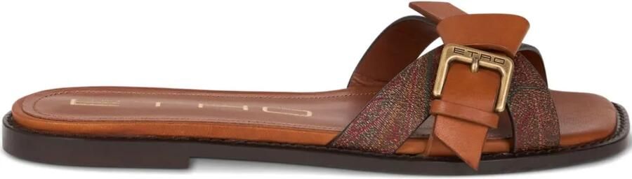 ETRO Slippers met paisley-patroon Bruin