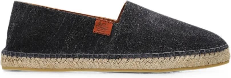 ETRO Suède espadrilles met paisley-print Zwart