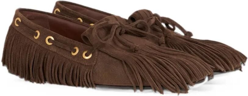 ETRO Suède loafers met franje Bruin