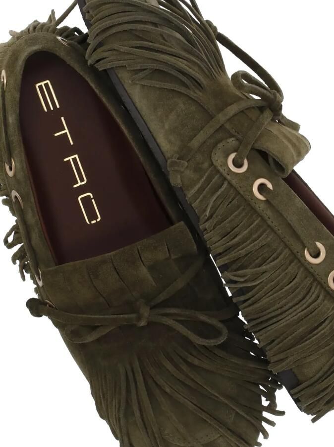 ETRO Suède loafers met franje Groen - Foto 2