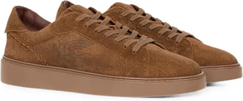 ETRO Suède low-top sneakers met Pegaso-reliëf Bruin