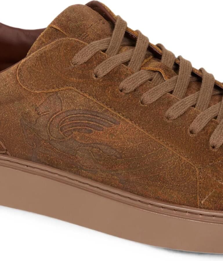 ETRO Suède low-top sneakers met Pegaso-reliëf Bruin - Foto 2