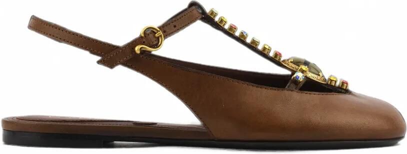 ETRO Verfraaide slingback ballerina's met T-bandje Bruin