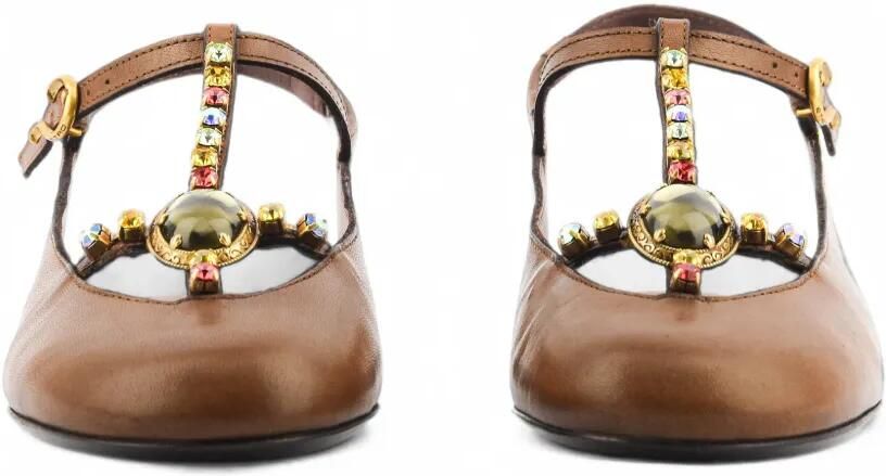 ETRO Verfraaide slingback ballerina's met T-bandje Bruin - Foto 4