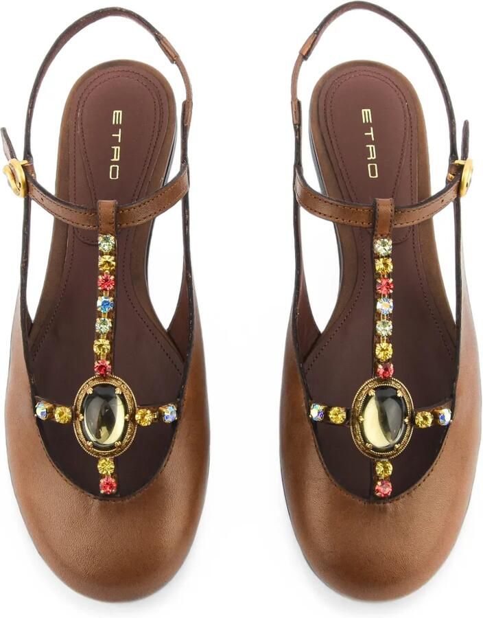 ETRO Verfraaide slingback ballerina's met T-bandje Bruin - Foto 2