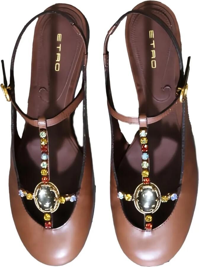 ETRO Verfraaide slingback ballerina's met T-bandje Bruin - Foto 3