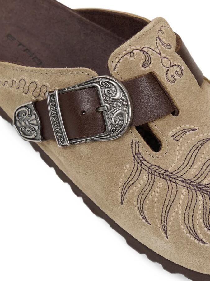 ETRO x Birkenstock Boston suède klompen met borduurwerk Beige - Foto 2