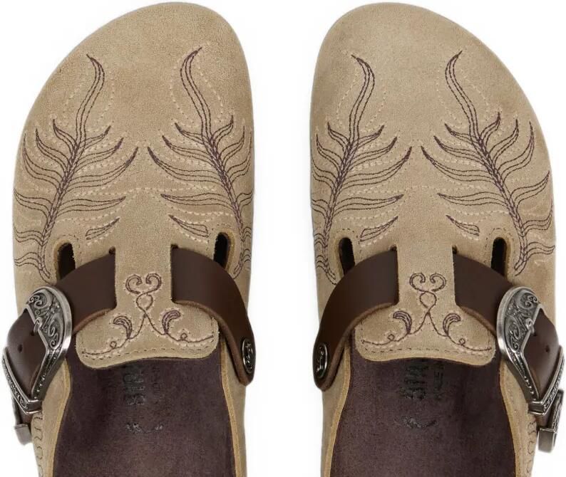 ETRO x Birkenstock Boston suède klompen met borduurwerk Beige - Foto 3