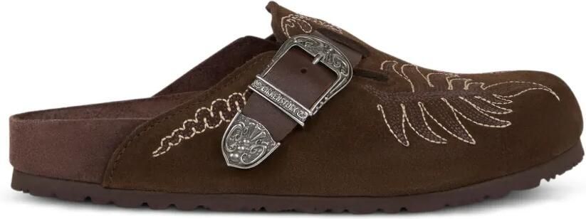 ETRO x Birkenstock Boston suède klompen met borduurwerk Bruin