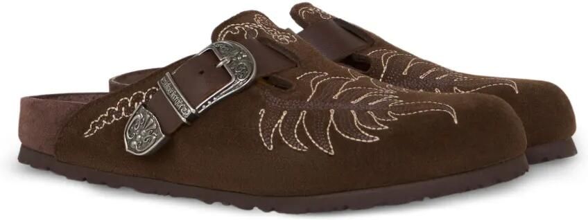 ETRO x Birkenstock Boston suède klompen met borduurwerk Bruin - Foto 4