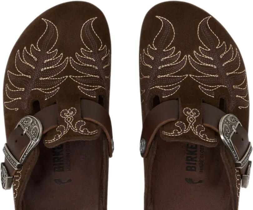 ETRO x Birkenstock Boston suède klompen met borduurwerk Bruin - Foto 3