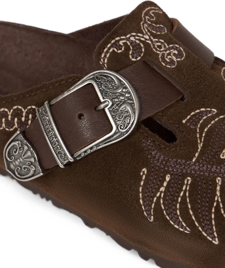 ETRO x Birkenstock Boston suède klompen met borduurwerk Bruin - Foto 2