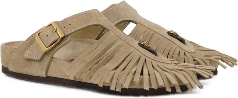 ETRO x Birkenstock suède Gizeh sandalen met franje Beige - Foto 4
