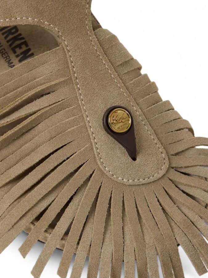 ETRO x Birkenstock suède Gizeh sandalen met franje Beige - Foto 2