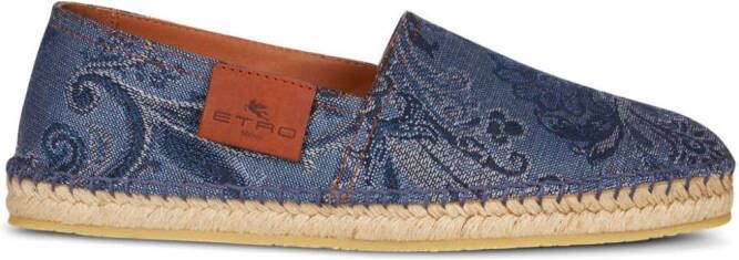 ETRO Denim espadrilles met jacquard Blauw